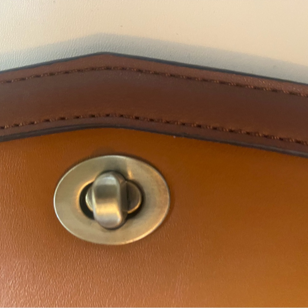 Brown and White Vegan Leather Laptop Bag - Picture 10 of 16